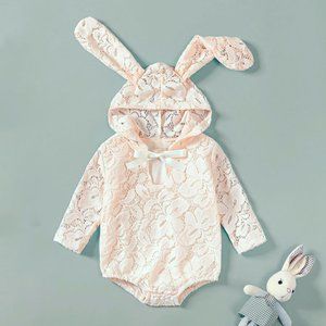 Hooded bunny romper, Baby romper, Easter romper
